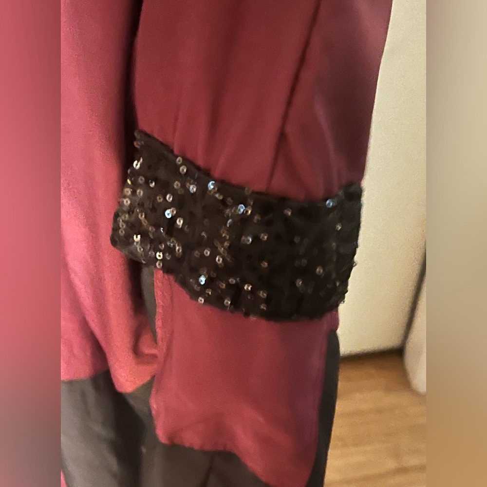 Weissman Womens Dance Costume Jogger Jumpsuit 2 Piece Pray for me Sz LA Maroon - Picture 6 of 13